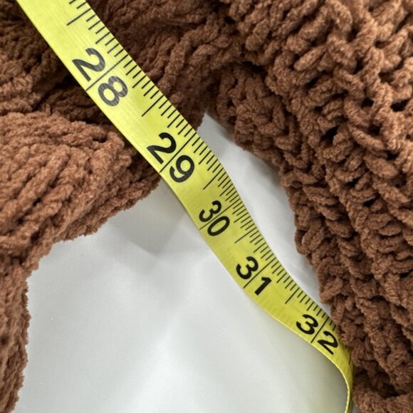 POL Chunky Sweater Womens Large Brown Cropped Cable Cuff Sleeve Knit Soft Boho - Picture 6 of 8